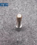 Electronic shift actuator for water jet; brass-tipped threaded shaft with coil spring and metal base, Win-Win logo visible.