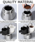 Step-by-step instructions for Heavy Duty Stainless Steel Moka Pot For Two With Dual Spout Stovetop Espresso Maker.