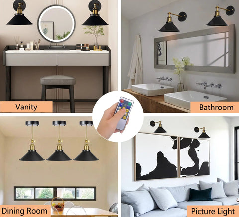 Battery Operated Wall Sconces Set Of Two Wireless No Wiring Needed Indoor Lighting For Living Room And Bedroom Includes Light Bulbs And Six Rechargeable Batteries Easy Installation