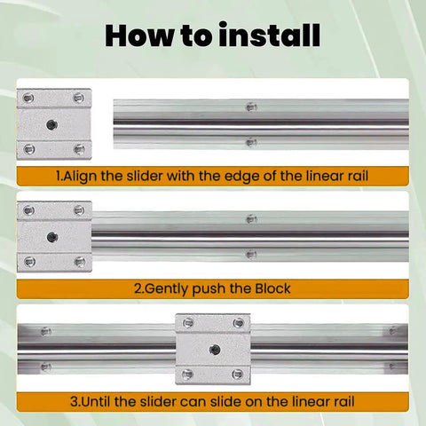Installation steps for Two Piece SBR16 1000mm Linear Rail Kit With Four SBR16UU Square Carriage Blocks