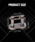 Sturdy Carbon Steel Bike Chain Master Link Connector Kit size dimensions for bikes, bicycles, mini karts and scooters, easy install