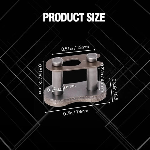 Sturdy Carbon Steel Bike Chain Master Link Connector Kit size dimensions for bikes, bicycles, mini karts and scooters, easy install