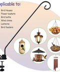 Rock Solid Heavy Duty Deck Rail Hook With 32 Inch Pole Hangs Planters Bird Feeders Lanterns And Wind Chimes Up To 15 Lbs with various items.