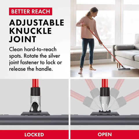 Long Reach Silicone Squeegee With 55-Inch Handle And 12-Inch Silicone Blade, 360 Degree Swivel, And Adjustable Knuckle Joint shown in use