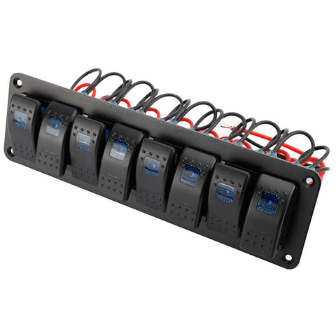 12-24V Beefy Boat Switch Panel Illuminated Aluminum Prewired Dash Panel 6 Gang Toggle Switches With 5 Pin On Off And 2 LED Backlit