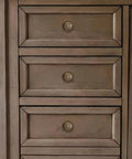 Wooden dresser with Old School Antique Brass Cabinet Knobs With Backplates 2.5 Inch 10 Pack Vintage Drawer Knobs visible