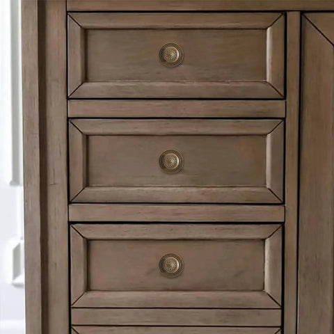 Wooden dresser with Old School Antique Brass Cabinet Knobs With Backplates 2.5 Inch 10 Pack Vintage Drawer Knobs visible