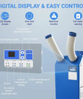 Heavy Duty Portable Air Conditioner 18700 BTU Rock Solid Spot Cooler control panel with LED display and adjustable settings.