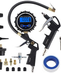 Beefy Pro Grade Heavy Duty Air Tool Kit With Digital Tire Pressure Gauge Inflator Blow Gun And Hose Fittings One Quarter Inch NPT
