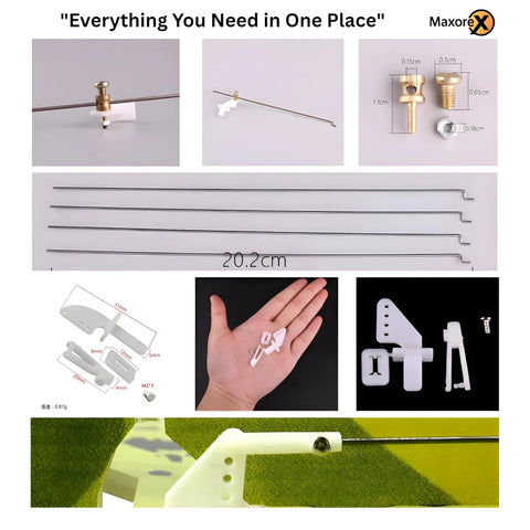 All In One Ready To Build RC Airplane Kit With A2212 KV1000 Motor 30A ESC Four Servos Two Propellers XT60 Connector Motor Mount Rudder Angle Accessory Pack components