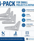 Rock Solid Steel Weld On Gusset Plates 4 Pack Of 3 Inch By 3 Inch Quarter Inch Thick Triangle Brackets on white background.