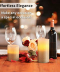 LED Flameless Candles Set With Remote Control And Timer 3 Pack Battery Operated With 2 4 6 And 8 Hour Timers on dining table