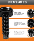 Close-up of 12 24 Rack Screws With Nylon Washers showing cross head style, thread type for racks, and self-guiding tip.