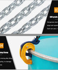 G80 grade chain and widening clamp of Heavy Duty Chain Drum Lifter With Rock Solid Grab Hooks For Forklifts And Self Locking 2 Ton Sling.