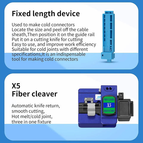 Pro Grade All In One Fiber Optic Tool Kit With Rechargeable Power Meter L C7 Visual Fault Locator Fiber Cleaver X5
