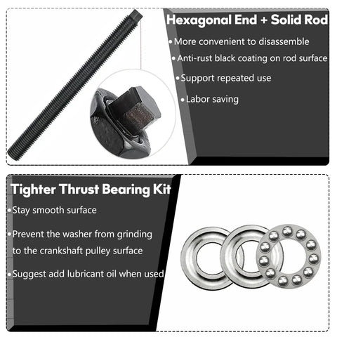 Heavy Duty Crank Pulley Installer Tool For LS Harmonic Balancer On GM LS V8 Engines 1998 and Up with thrust bearing kit