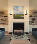 Top Shelf Modern Led Wall Sconces Set Of Two Up And Down Black Metal Fixture With 3000K Warm White Glow in stylish living room.