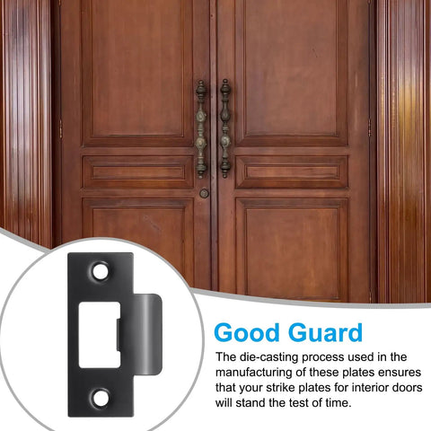 Stainless Steel T Strike Door Strike Plate 2-3/4 Inch Backplate For Interior And Exterior Doors Black Rust Resistant Durable Reinforcement