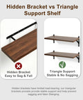 Floating Shelves Wall Mounted Set Of 2 With Heavy Duty Wood Construction Built To Last And Reinforced Anti Sag Brackets Includes 12 Hollow Wall Anchors And Complete Installation Kit For Drywall And Concrete, walnut wall shelf bracket comparison