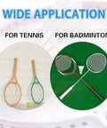 Tennis and badminton rackets shown for Tabletop No-Fuss Pro Grade Badminton And Tennis Racket Stringing Machine With 6 Point Fixing, 360 Degree Turntable, Adjustable Tension 9 To 90 Lbs, Racket Rotation, Anti Slip, Easy Restringing Blue