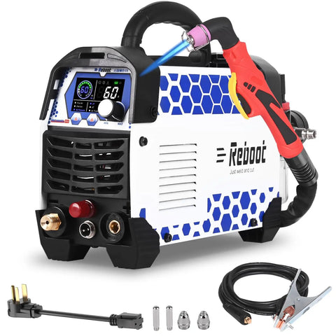 60 Amp Plasma Cutter With Pilot Arc Non Contact Ignition Dual Voltage 120V And 240V Large Digital Smart Screen Pro Grade Build