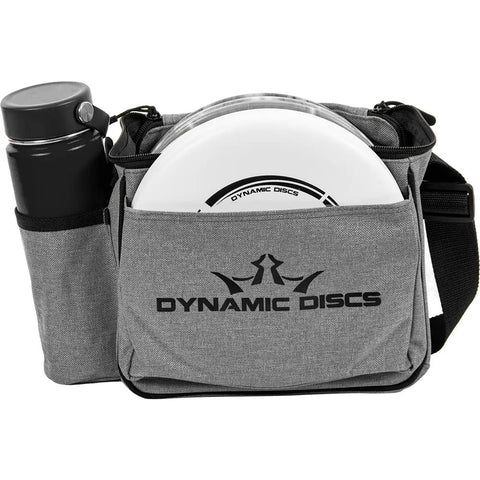 Three Disc Golf Set With Putter Midrange And Driver Including Cadet Shoulder Bag Towel And Mini displayed in gray bag with bottle