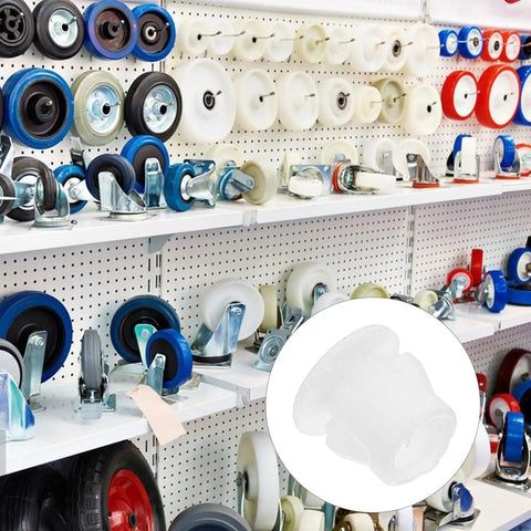 White Plastic Hole Plugs 100 Pcs Set For Cabinets Shelves And Office Spaces shown with caster wheels and tools for renovation