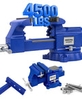 Heavy Duty 6 Inch Bench Vise With Jaw Pads And Anvil For Woodworking Drilling And Pipe Cutting 360 Degree Swivel Locking Base 4500 Lbs Clamping Force Beast Mode Strength