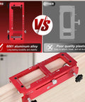 Door Hinge Template Kit For Router Aluminum Alloy Mortise Jig showing durability comparison with plastic version