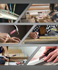 Pink 195 Piece Household Tool Kit With 12V Cordless Drill Driver Women Friendly Power Drill Set In Plastic Toolbox in use for DIY projects.