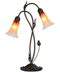 Lily Flower Blown Glass Accent Table Lamp In Orange 15 Inch Wide 22 Inch High Cozy Two Light With Separate On Off 4 Way Rotary And Inline Switch Uses 2 X 15W E12 Bulbs Not Included Great For Living Room Or Bedroom Decor, side view.