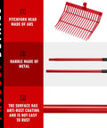 3 Pack Manure Forks With Long Metal Handles Heavy Duty Muck Rake For Gardening And Farm Clean Up Horse Stall Bedding Red