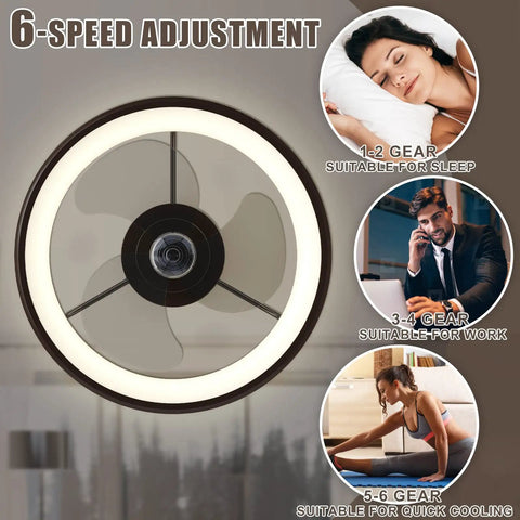 Must Have Ceiling Fan With Remote For Small Bedroom, 20 Inch Low Profile Flush Mount, Black Bronze Finish, Dimmable LED Light