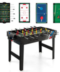 49 Inch 4 In 1 Combo Game Table Featuring Fast Swap Foosball Slide Hockey Ping Pong And Pool Tops Built For Adult Game Rooms with accessories.