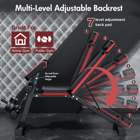 4 In 1 Adjustable Weight Bench With Leg Extension Foldable Incline Decline Bench Press Roman Chair And Preacher Curl Station