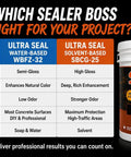 Pro Level Water Based Concrete Sealer With Semi Gloss Finish And Super Color Boost For Driveways Patios And Pavers shown with product details.