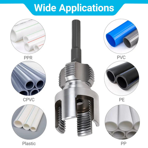 Heavy Duty 1/2 Inch Pvc Pipe Threader Tool For Internal And External Threading Compatible With Electric Drill, suitable for PPR, PVC, PE.