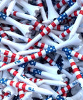 Premium USA Golf Tees In Three And A Quarter Or Two And Three Quarters Inch Durable Plastic 100 Pack Stars And Stripes