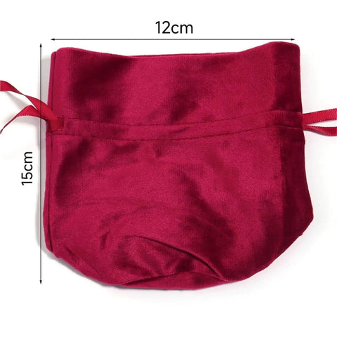 Red pouch from Velvet Drawstring Jewelry Bags Set, 12 Pack Colorful Ribbon Storage Pouches For Jewelry Protection, 12x15cm size