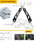 Multifunctional pliers and wire saw from 60 In 1 Emergency Survival Gear Kit With Pliers Wire Saw Flashlight Emergency Bracelet Whistle Carabiner Pen And Thermal Blanket For Camping Hiking Climbing And Car Travel Ready Everyday Prep For Any Adventure.