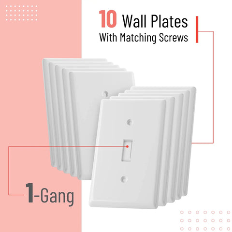 Tough As Nails Heavy Duty Light Switch Cover Plate Pack Of 10 Shatterproof Heat And Fade Resistant Fits Standard Wall Plates