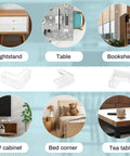 Premium Clear Silicone Corner Protectors And Table Edge Guards For Kiddos And Heavy Duty Furniture Bumpers on nightstand and table.