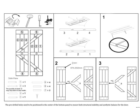 Assembly instructions for Walnut Stained DIY Wood Double Bi Fold Barn Doors With Sliding Hardware Kit, 72 By 84 Inches.