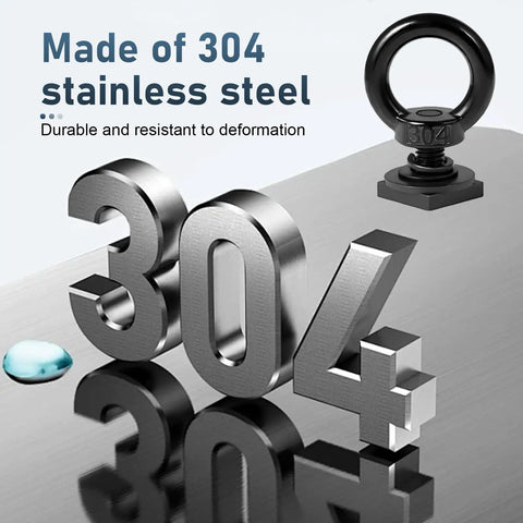 304 stainless steel material of 4 Pack T Track Mount Tie Down Anchors For Roof Racks M8 Stainless Steel T Slot Bolts And Rings Kit Includes Nuts For Securing Bungee Cords And Ropes Gear In All Weather Heavy Duty And Durable