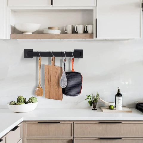 Kitchen with 2 Pack 16 Inch Stainless Steel Towel Bars Matte Black Wall Mount Towel Rack Set For Bathroom And Kitchen Durable SUS304 Rust Resistant Hangers Easy Install With All Hardware Included