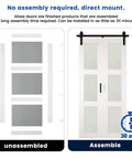 36x84 Inch White Bifold Barn Door With Hardware Kit Included Pre Drilled Holes For Easy Assembly Water Proof PVC Surface