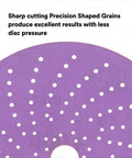 Close-up of multi-hole pattern on Cubitron II Hookit Clean Ceramic Sanding Disc 6 Inch 400 Plus Grit Long Lasting Pro Grade Sanding.