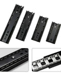 Super Strong Steel Drawer Slides 5 6 8 Inch Options shown in black, featuring ball bearing tracks for smooth glide furniture hardware.
