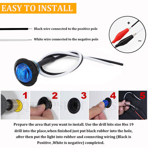 3 LED Round Boat Interior Lights Kit For Deck Transom And Cockpit Waterproof IP68 installation guide with wiring details