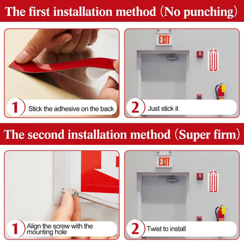 3D Fire Extinguisher Sign With Arrow Down Aluminum Panel Wall Projection Pre Drilled Mounting Holes With Screws And Washers Included Easy To Install For Home Office Biz Use Bright And Visible From All Angles installation methods diagram